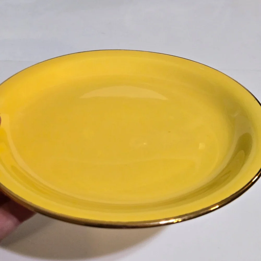 Stavangerflint Dessert Plates Set of 5 Colorful 7in Gold Rim MCM Norway Modern